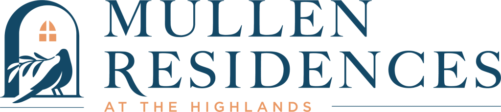 mullen residences logo horizontal blu orange