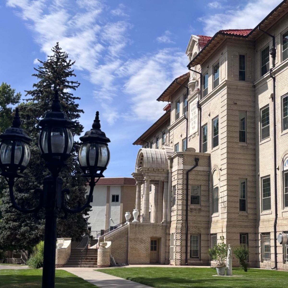 side view of entrance update square