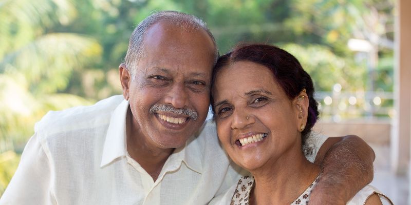 senior indian couple landscape
