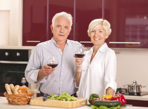 senior couple with wine landscape senior couple with wine landscape