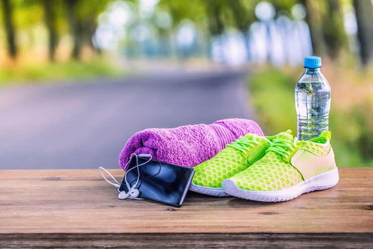 mullen residences athletic shoes iphone and water bottle
